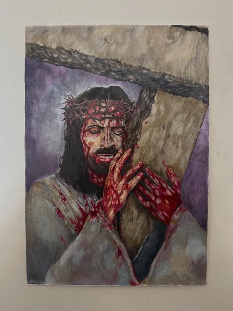 Painting of Christ carrying the cross
